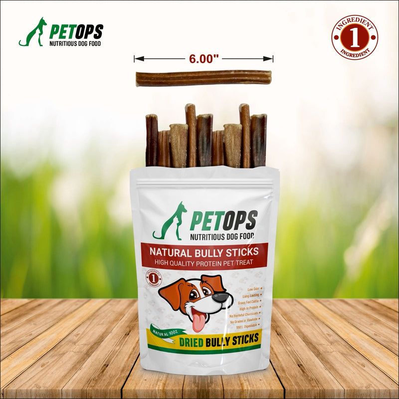 6-Inch Bully Sticks for Dogs – Heavy,  Thick Long-Lasting Chews (10 Pack, 13.5 oz) | 100% Natural Beef, Odor-Reduced - Snuglily