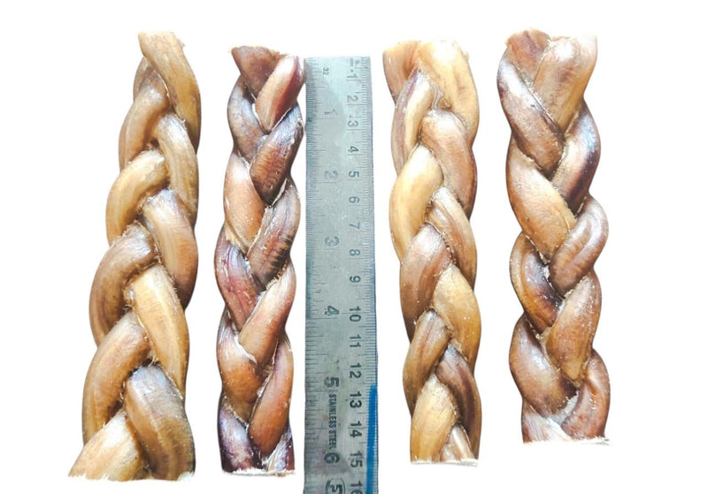 6 Inch Braided Bully Sticks for Dogs – Heavy Jumbo, All Natural, Long Lasting Dog Chews (Pack of 10, Single Ingredient Beef) - Snuglily