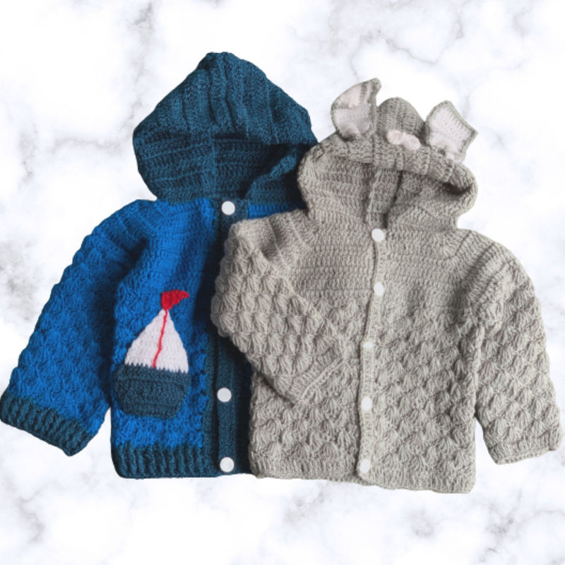 2 piece gray hoodie knitted sweater coat  set for baby toddler includes Booties - Snuglily