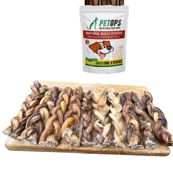 6 Inch Braided Bully Sticks for Dogs – Heavy Jumbo, All Natural, Long Lasting Dog Chews (Pack of 10, Single Ingredient Beef) - Snuglily