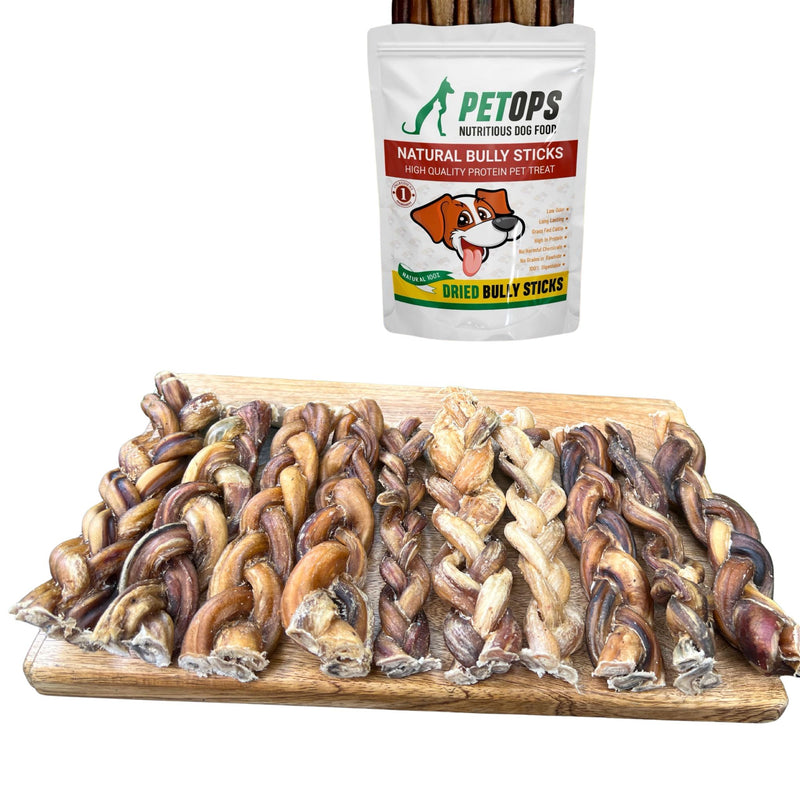 6 Inch Braided Bully Sticks for Dogs – Heavy Jumbo, All Natural, Long Lasting Dog Chews (Pack of 10, Single Ingredient Beef) - Snuglily