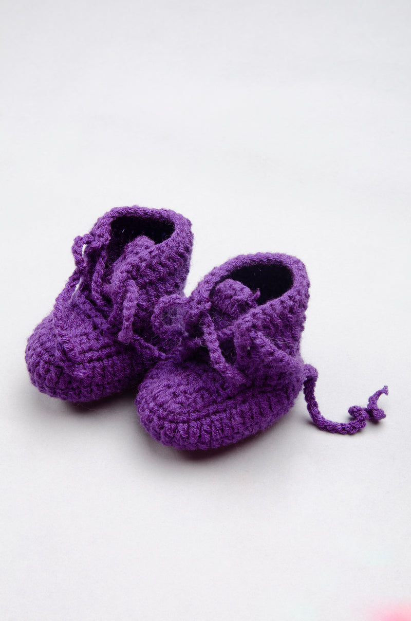 Purple 2 piece Newborn Animal theme baby beanie hat with earflaps & booties perfect photography prop - Snuglily