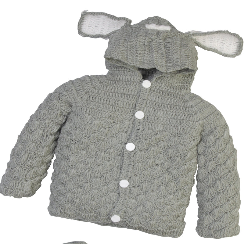 2 piece gray hoodie knitted sweater coat  set for baby toddler includes Booties - Snuglily