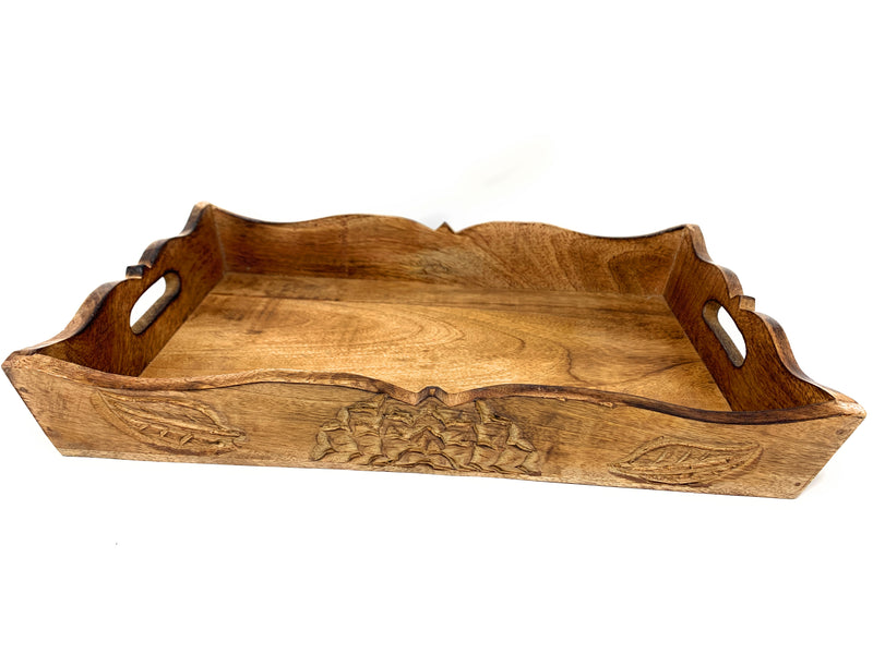 White & Oak Rustic Hand carved Modern farmhouse Serving tray 15 inch - Snuglily