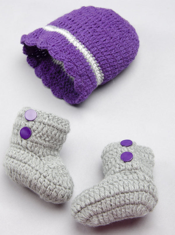 2 piece newborn baby beanie hat + booties for set for baby girl - Snuglily